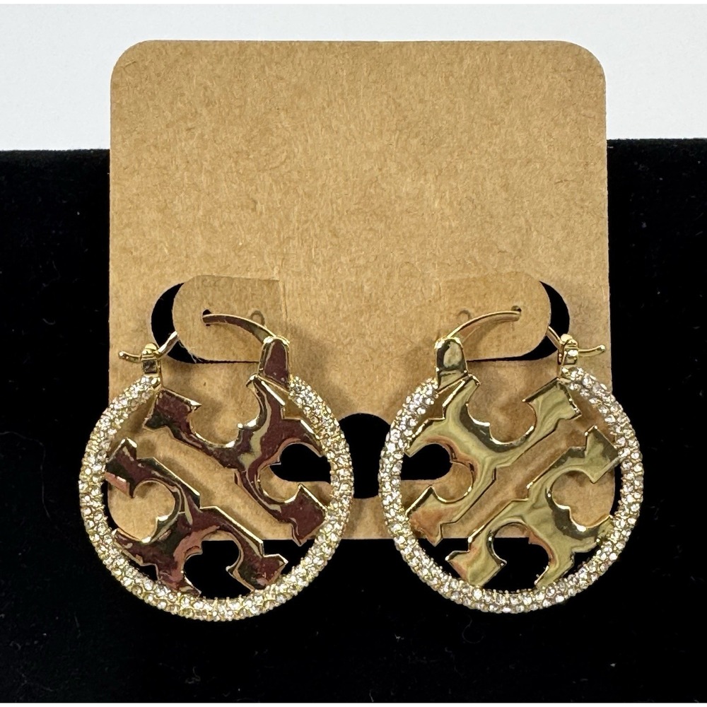 Tory Burch Hoop Logo Earrings - Picture 4 of 5